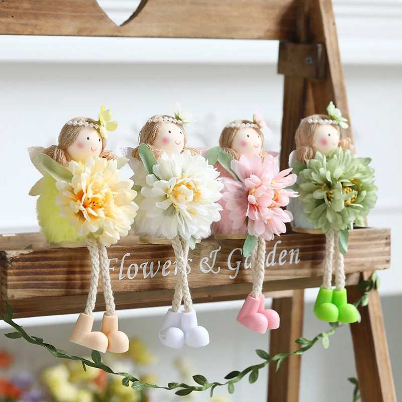 Uskršnja cvjetna vila Plišani vilenjak Viseći ukrasi Proljetna pastelna sjedeća Pixie lutka za temu Uskrsne vile Dekoracija vjenčanja