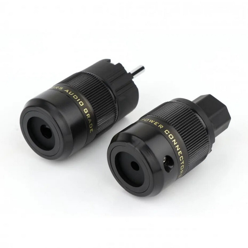 Kiváló minőségű 24K aranyozott sárgaréz Schuko AC tápcsatlakozó+IEC tápcsatlakozó hifi EU audio tápadapter csatlakozó EU dugó