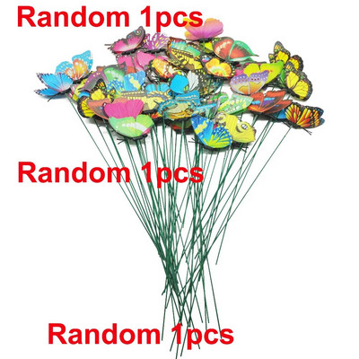 Drugelių krūva sodo kiemo sodo vazonėlis, spalvingas, įnoringas drugelio kuoliukas, dekoravimas lauko dekoras Sodo puošmena