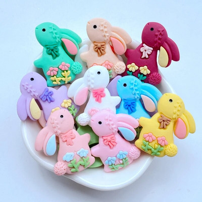 10 бр. Нов мини сладък 25*30 мм карикатурен заек с плосък гръб от смола Скрапбукинг Направи си сам Аксесоари за декорация на бижута