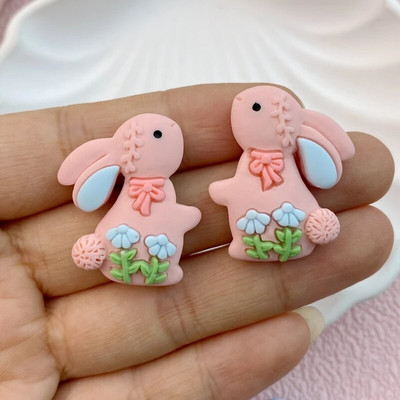 10 бр. Нов мини сладък 25*30 мм карикатурен заек с плосък гръб от смола Скрапбукинг Направи си сам Аксесоари за декорация на бижута