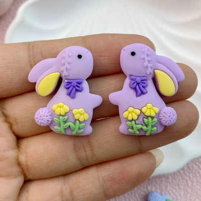 10 бр. Нов мини сладък 25*30 мм карикатурен заек с плосък гръб от смола Скрапбукинг Направи си сам Аксесоари за декорация на бижута