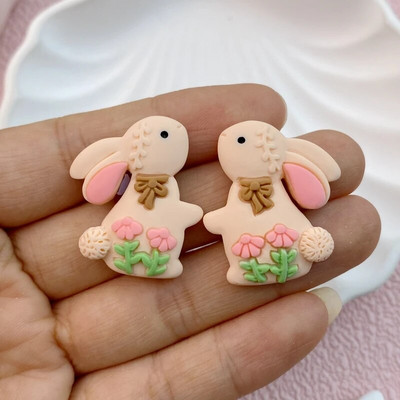 10 бр. Нов мини сладък 25*30 мм карикатурен заек с плосък гръб от смола Скрапбукинг Направи си сам Аксесоари за декорация на бижута