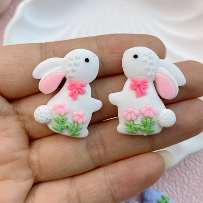 10 бр. Нов мини сладък 25*30 мм карикатурен заек с плосък гръб от смола Скрапбукинг Направи си сам Аксесоари за декорация на бижута