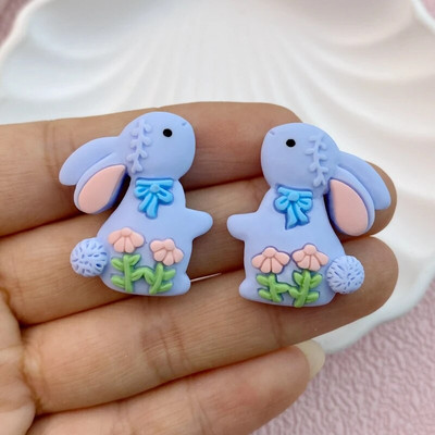 10 бр. Нов мини сладък 25*30 мм карикатурен заек с плосък гръб от смола Скрапбукинг Направи си сам Аксесоари за декорация на бижута