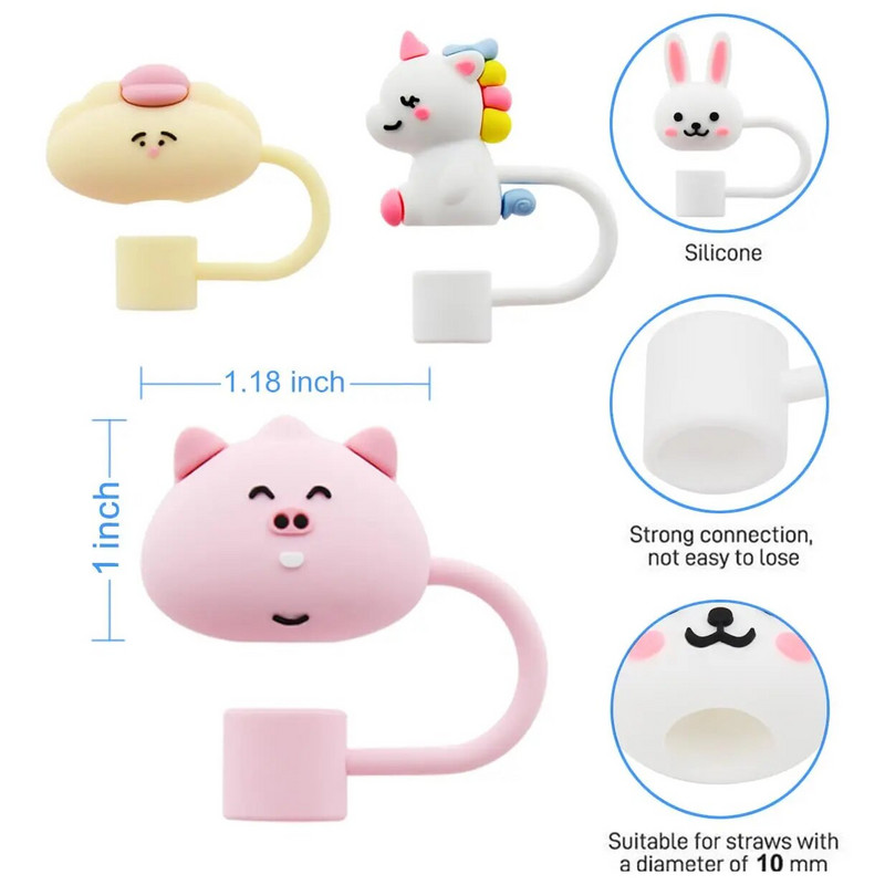 Životinje Slamnati vrhovi Poklopci Slamnati vrhovi za višekratnu upotrebu Zaštitni čepovi za slamčice otporne na prašinu Čepovi za čaše i Stanley