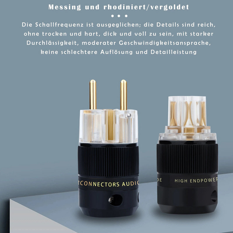 Visokokvalitetni 24K pozlaćeni Schuko utikač EU utikač HIFI europski utikač muški ženski utikač posrebreni rodijem Diy