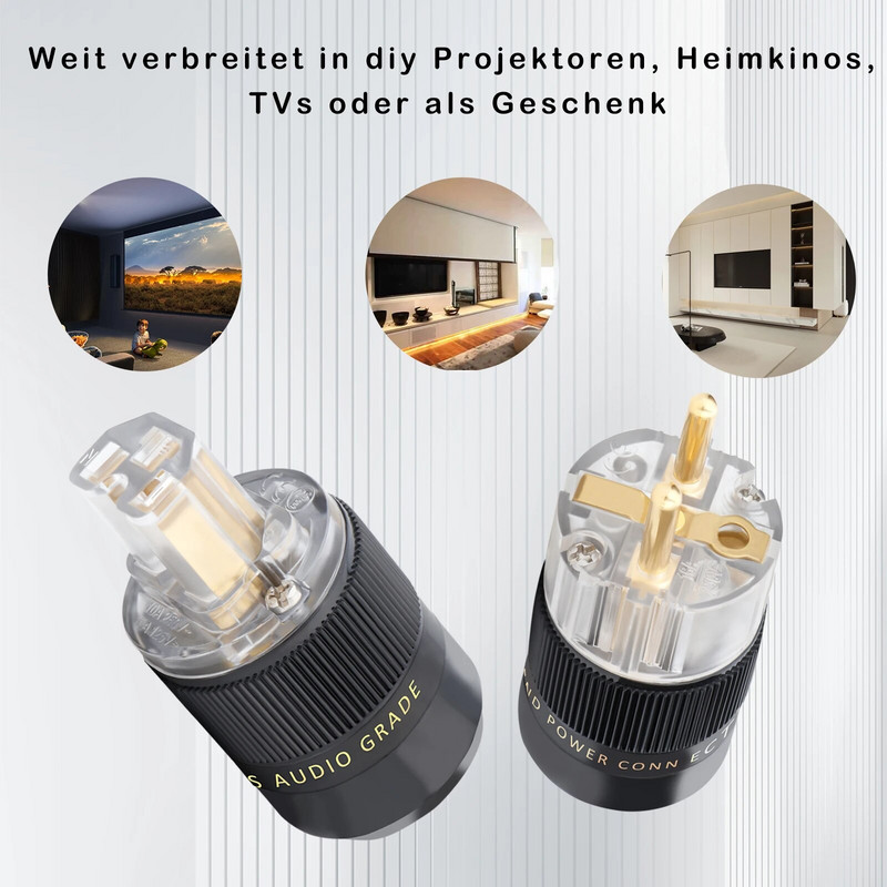 Visokokvalitetni 24K pozlaćeni Schuko utikač EU utikač HIFI europski utikač muški ženski utikač posrebreni rodijem Diy