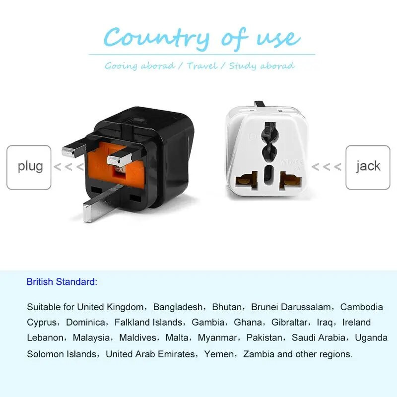 2 u 1 putni adapter SAD EU AU u UK EU Univerzalni adapter visoke kvalitete s osiguračem od 13 A za PC računalo Adapter za TV utikač