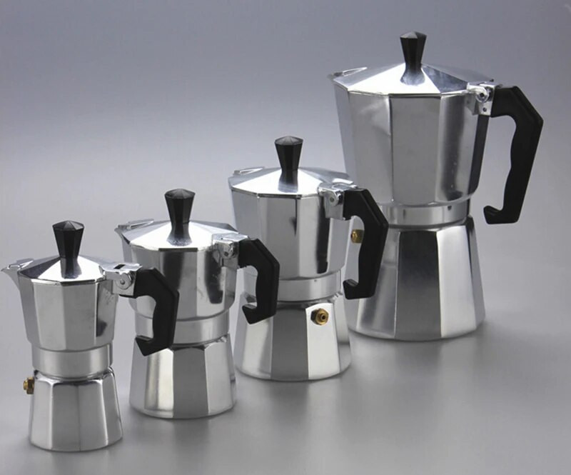 Alumínium kávéfőző Tartós Moka Cafeteira Expresso Percolator Pot Praktikus Moka kávéfőző 50/100/150/300/450/600 ml