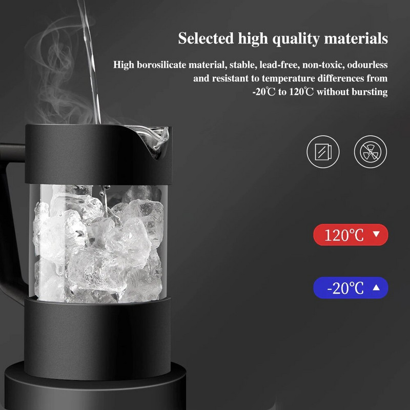 350ML/600ML/1000ML French Press Aparat za kavu Visoko borosilikatno staklo Aparat za kuhanje kave Pjenilica za pjenu od mlijeka Barista Aparat za čaj