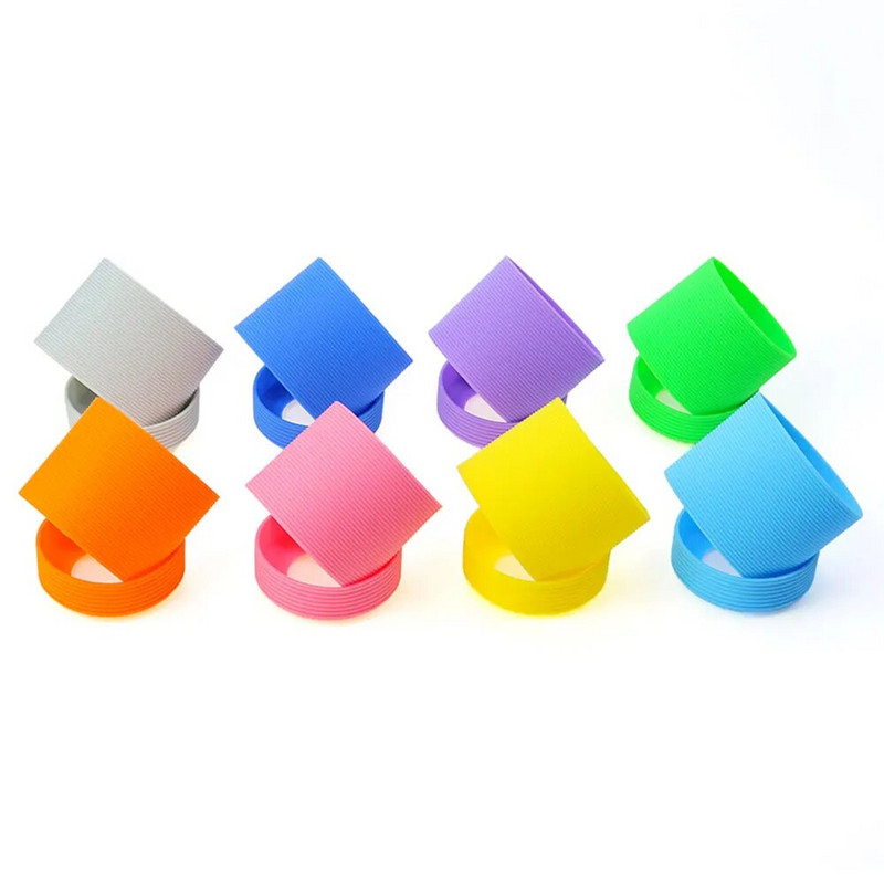 Silikonski svijet 2 kom/set 6,5 CM Silikonska navlaka za šalicu Pruge toplinski izolirane za staklenu navlaku za šalicu 65 MM Silikonski donji poklopac za šalicu