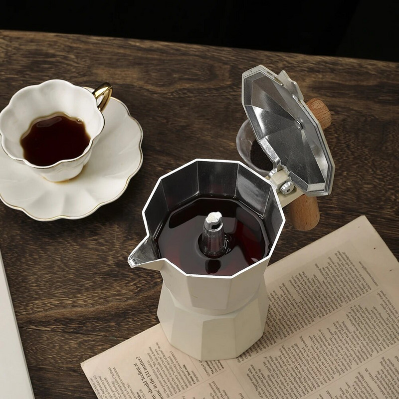 Kavos virimo aparatas Aliuminis Moka Puodas Itališko tipo Espreso Perkolatorius Puodelis Latte Viryklė 150/300ML 3/6 puodelių kavos virimo aparatas