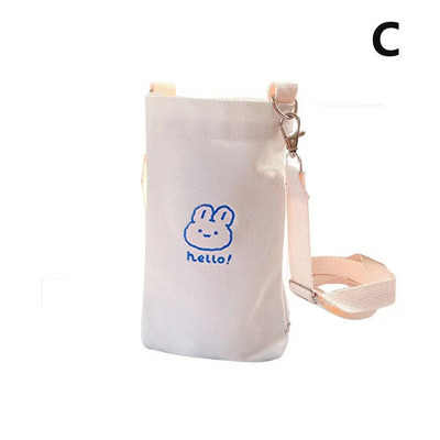 Jednostavna crtana, prijenosna čaša za vodu s rukavima, podesiva platnena torba za čašu za vodu na ramenu, preko tijela, dodatna oprema za čašu za vodu za putovanje na otvorenom