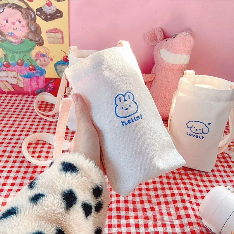 Jednostavna crtana, prijenosna čaša za vodu s rukavima, podesiva platnena torba za čašu za vodu na ramenu, preko tijela, dodatna oprema za čašu za vodu za putovanje na otvorenom