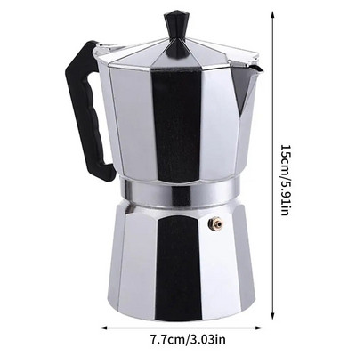 Aparat de cafea italiană, în stil italian clasic, oală espresso moka manuală, cafea cubaneză de camping, pentru prepararea de cappuccino sau latte