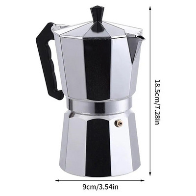 Aparat de cafea italiană, în stil italian clasic, oală espresso moka manuală, cafea cubaneză de camping, pentru prepararea de cappuccino sau latte