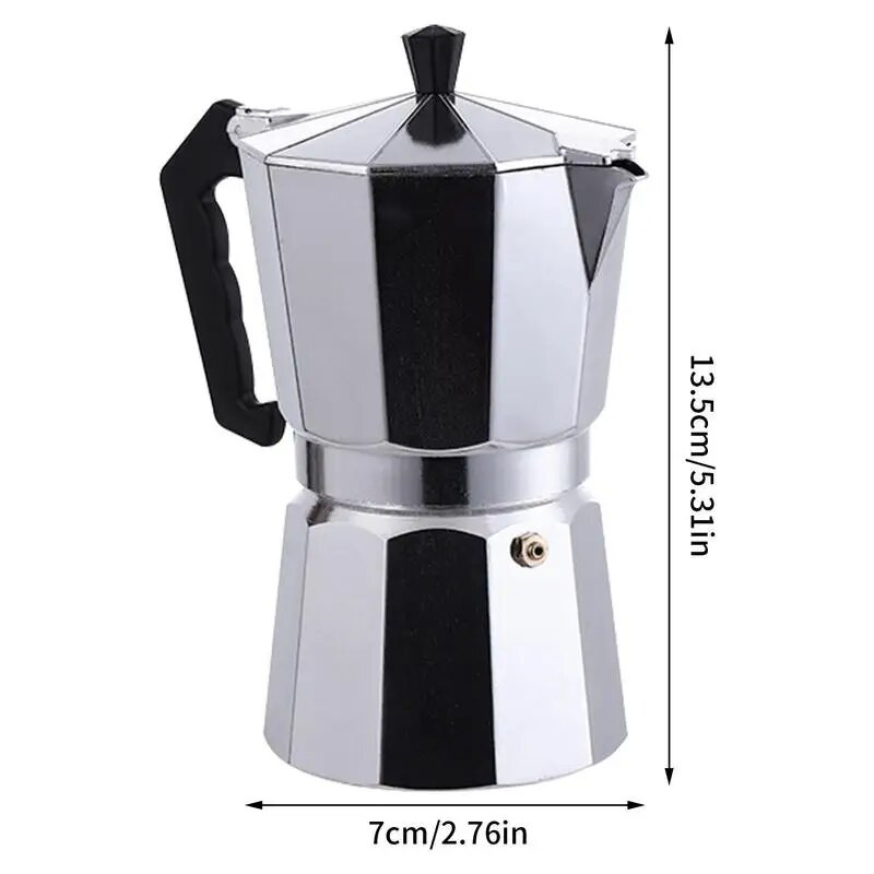 Aparat de cafea italiană, în stil italian clasic, oală espresso moka manuală, cafea cubaneză de camping, pentru prepararea de cappuccino sau latte