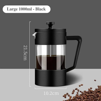 350ML/600ML/1000ML Καφετιέρα French Press Coffee Borosilicate Glass House Coffee Brewer Milk Foam Frother Barista Tea Maker