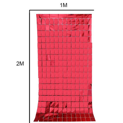 1*2M veidrodis Suare Fono folijos užuolaidos Vestuvių fonas Gimtadienio dekoracijos Sienų dekoras Gimtadienio nuotraukų zonos veidrodinė siena