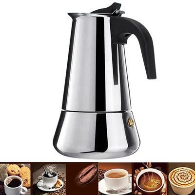 Moka olasz kávéfőző rozsdamentes acél perkolátor eszköz Mocha Cafetiere tűzhelylapos mokkás kávéfőző 100/200/300/450 ml