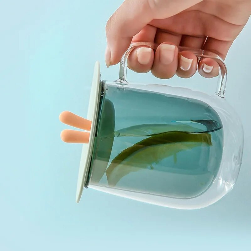 Poklopac šalice za uši sa slatkim crtanim zečićem Poklopac šalice za vodu Poklopac šalice za piće Silikonski poklopac za zdjelu otporan na prašinu Brtve za šalicu Staklene šalice Poklopac kapice