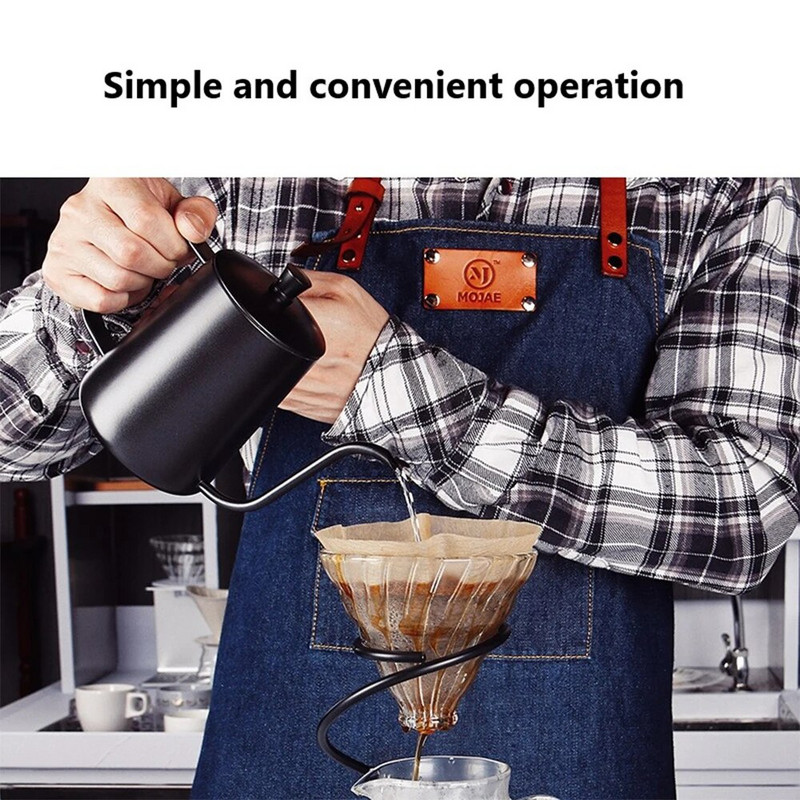 Саксии за кафе Walfos от неръждаема стомана Ръчна тенджера за кафе с капак Накрайник за капене на кафе Гъши врат Накрайник с дълга уста Чайник за кафе и чай