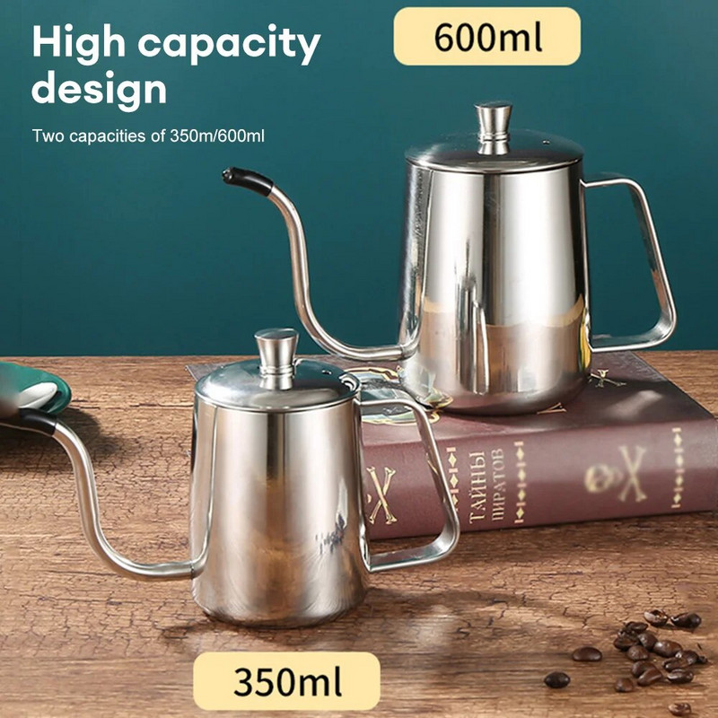 Fierbator de picurare 350 ml 600 ml ceainic de cafea Acoperire antiaderent din oțel inoxidabil de calitate alimentară cu gât de gâscă Fierbător de picurare gât de lebădă gură subțire