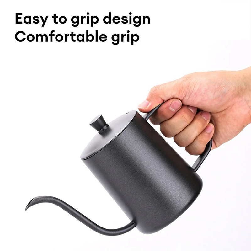 Fierbator de picurare 350 ml 600 ml ceainic de cafea Acoperire antiaderent din oțel inoxidabil de calitate alimentară cu gât de gâscă Fierbător de picurare gât de lebădă gură subțire