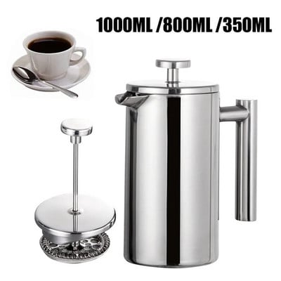 1000 ml French Press lonac za kavu s dvostrukom stijenkom izoliran od nehrđajućeg čelika Espresso aparat za kavu Lonac za čaj s filterom Posuda za kavu