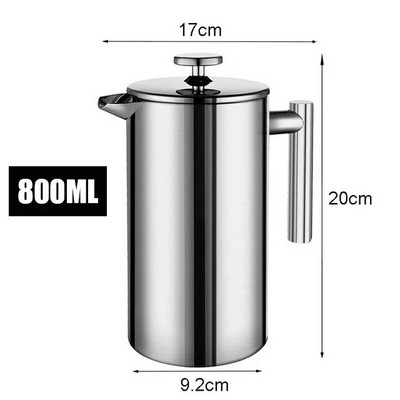 1000 мл френска преса Кафеварка с двойна стена, изолирана от неръждаема стомана Еспресо Кафеварка Чайник с филтър Кафеварка