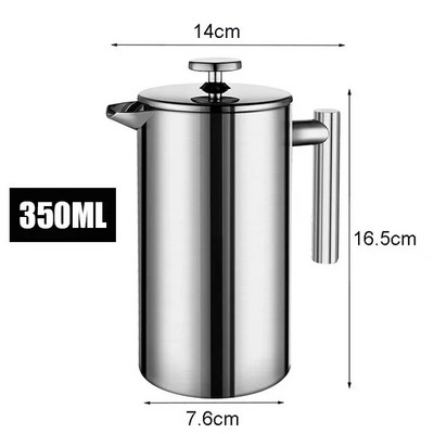 1000 мл френска преса Кафеварка с двойна стена, изолирана от неръждаема стомана Еспресо Кафеварка Чайник с филтър Кафеварка