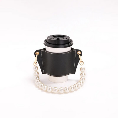 Uklonjivi biserni lanac Držač za šalicu PU kožna putna ekološka torbica za piće Navlake za boce za kavu Izolirani držač za šalicu za čaj