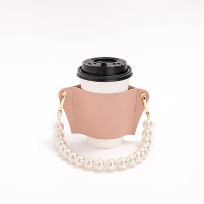 Uklonjivi biserni lanac Držač za šalicu PU kožna putna ekološka torbica za piće Navlake za boce za kavu Izolirani držač za šalicu za čaj