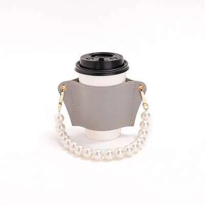 Uklonjivi biserni lanac Držač za šalicu PU kožna putna ekološka torbica za piće Navlake za boce za kavu Izolirani držač za šalicu za čaj