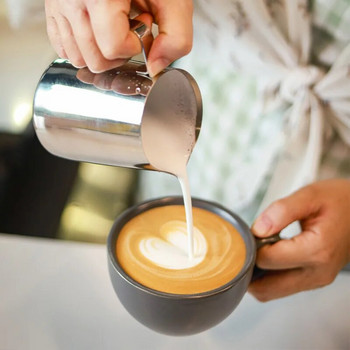 350 ML Кана за разпенване на кафе и мляко Latte Coffee Art Кана за измерване на неръждаема стомана Espresso Craft Barista Tool Аксесоари за кафе