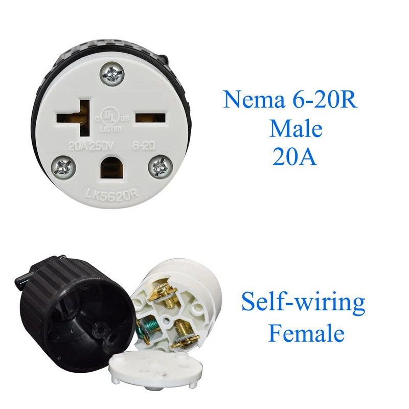 NEMA 6-20R Гнездо за самостоятелно окабеляване, NEMA US Anti-drop 6-20R Конвертор с директен конектор за женски промишлен щепсел