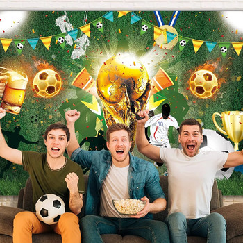 Футболен спортен фон Декорация на дома Банер за футболно игрище Фон за фотография на победата за консумативи за рожден ден