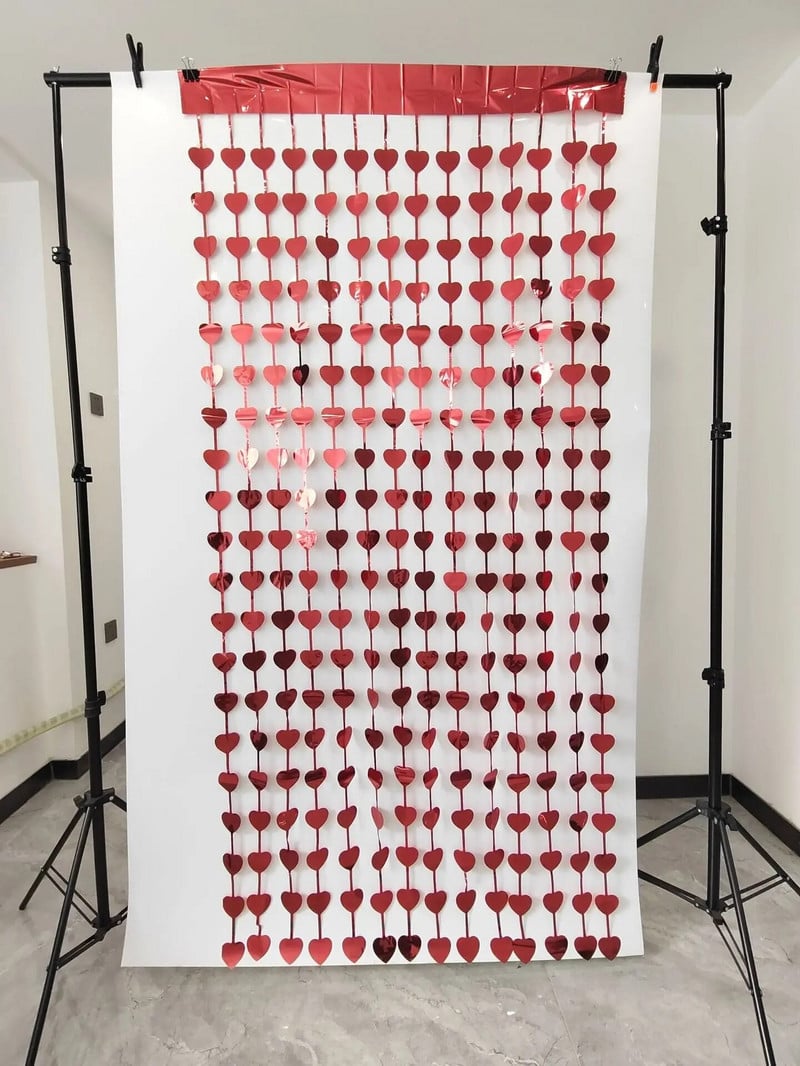 2/1 pakiranja zavjesa od folije u obliku srca Dekoracija pozadine za djevojačku večer Metalna folija Zavjesa s resama za vjenčanje Dekoracija za rođendansku zabavu