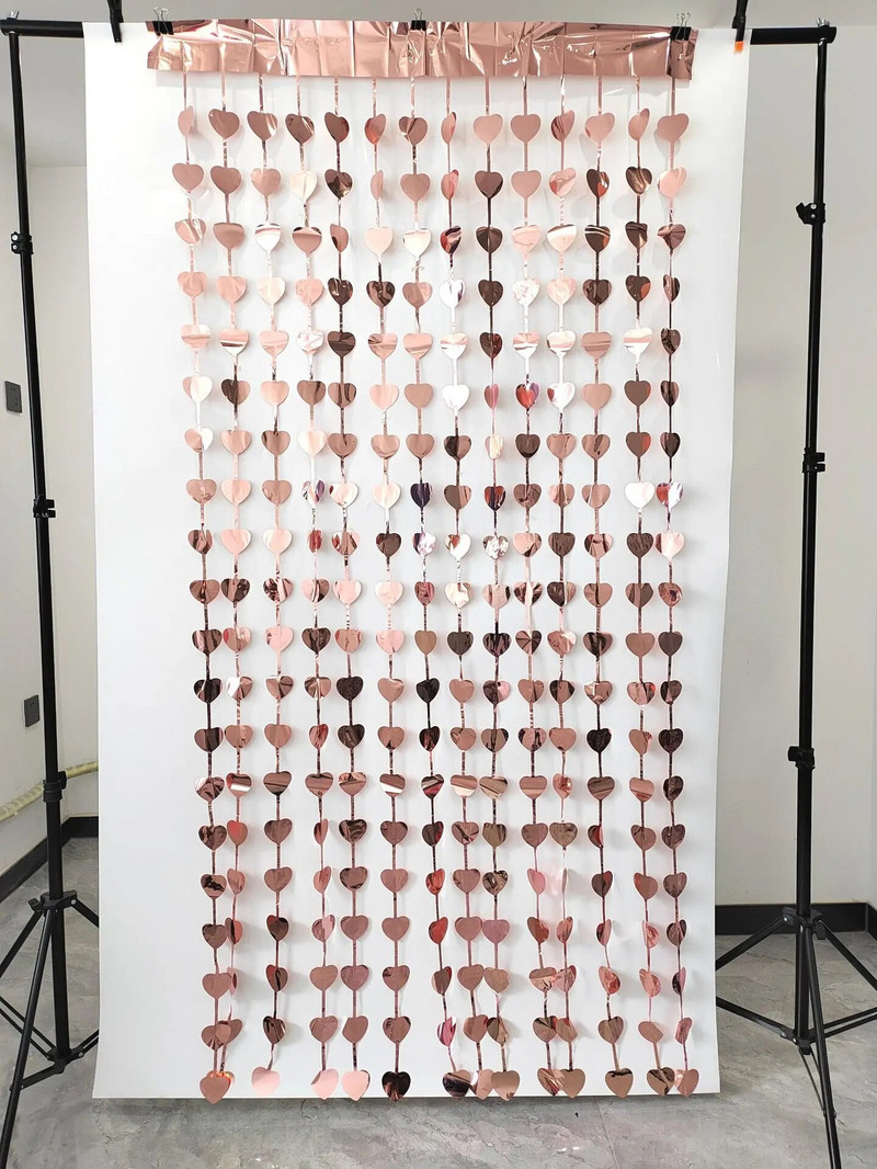2/1 pakiranja zavjesa od folije u obliku srca Dekoracija pozadine za djevojačku večer Metalna folija Zavjesa s resama za vjenčanje Dekoracija za rođendansku zabavu