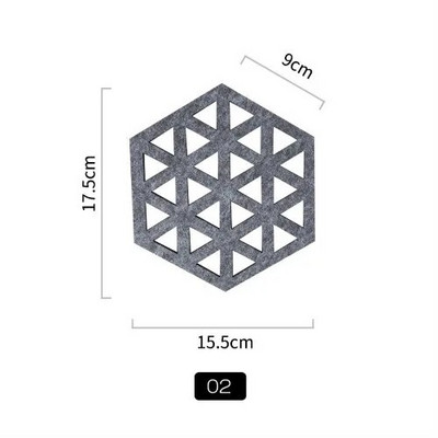 Namų kūrybinis veltinis padėkliukas šešiakampis tuščiaviduris puodelio kilimėlis Minkštas šilumos izoliuotas neslystantis padėklas namų karštų gėrimų laikiklis, darbalaukio dekoravimo kilimėlis
