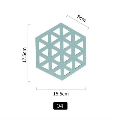 Namų kūrybinis veltinis padėkliukas šešiakampis tuščiaviduris puodelio kilimėlis Minkštas šilumos izoliuotas neslystantis padėklas namų karštų gėrimų laikiklis, darbalaukio dekoravimo kilimėlis