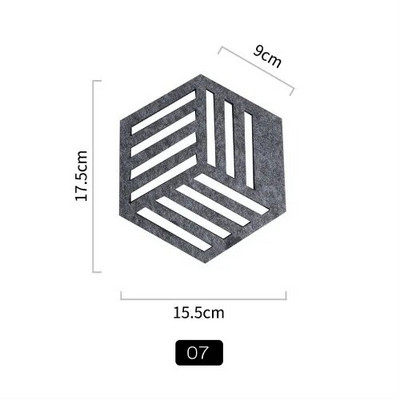 Namų kūrybinis veltinis padėkliukas šešiakampis tuščiaviduris puodelio kilimėlis Minkštas šilumos izoliuotas neslystantis padėklas namų karštų gėrimų laikiklis, darbalaukio dekoravimo kilimėlis