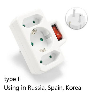 EU adapter za utikač Standardna pretvorbena utičnica Prekidač ON/OFF 16A 250V Francuska Njemački utikač 1 na 2/1 na 3 stazna bežična proširena utičnica