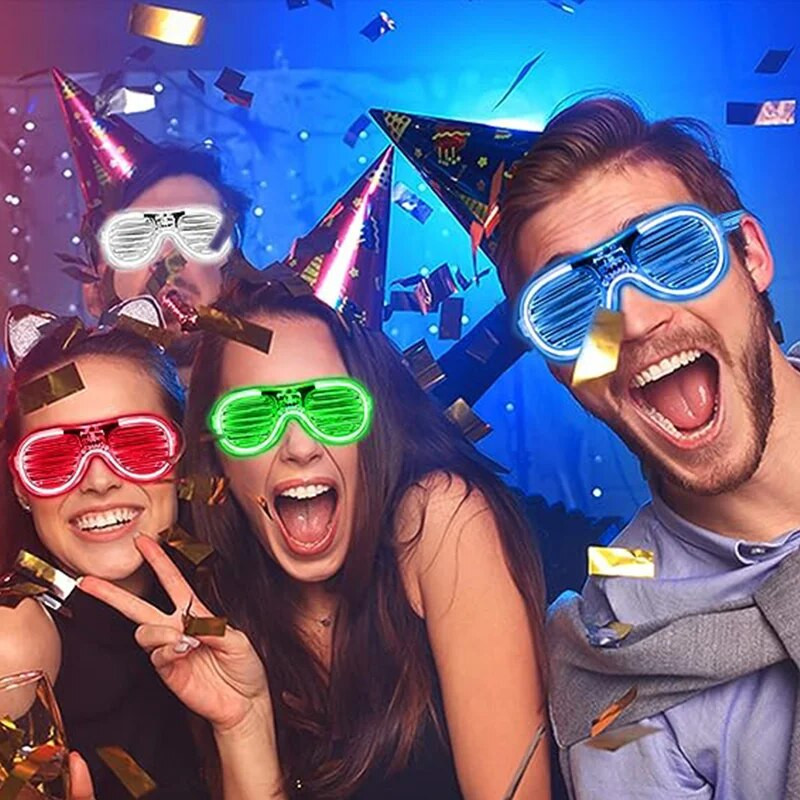 Led akiniai Neoniniai vakarėliams mirksintys akiniai Šviečiantys akiniai Baras vakarėlis koncertų rekvizitas Fluorescent Glow Foto rekvizitas