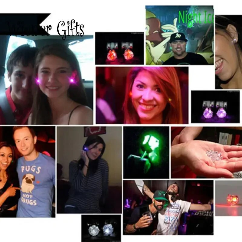 1 pora šviečiančių LED Bling ausinių žiedų korėjiečių iš blykstės cirkonio žiedų aksesuarai, skirti vakarėliams moterims Kalėdiniai žiedai, švytinti lazda