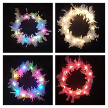 1 τμχ Glow Headband Ρυθμιζόμενο φως LED Μπομπονιέρες για πάρτι με φτερά στεφάνι για αξεσουάρ μαλλιών για γάμους λάμψη γενεθλίων