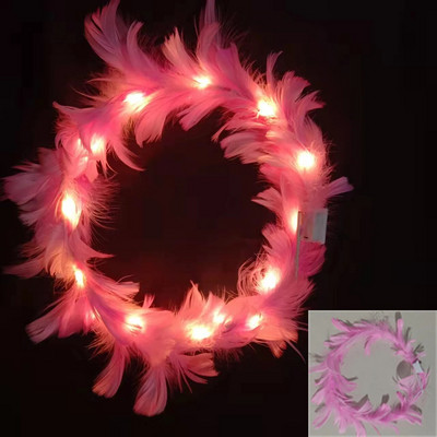 1бр светеща лента за глава регулируема LED светлина парти сувенири венец от пера лента за коса за сватба рожден ден светещи парти аксесоари за коса