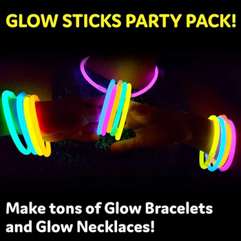 Party Sticks Glow Sticks Party Supplies 100pcs Glow in the Dark Light Up Stick Glow Διακοσμητικά πάρτι Βραχιόλια με συνδετήρες