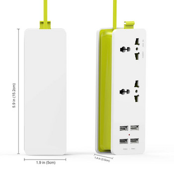 Πρίζα προέκτασης πολύπριζου ταξιδιού Φορητό Universal Plug Surge Protector με 4 USB για ταξίδια